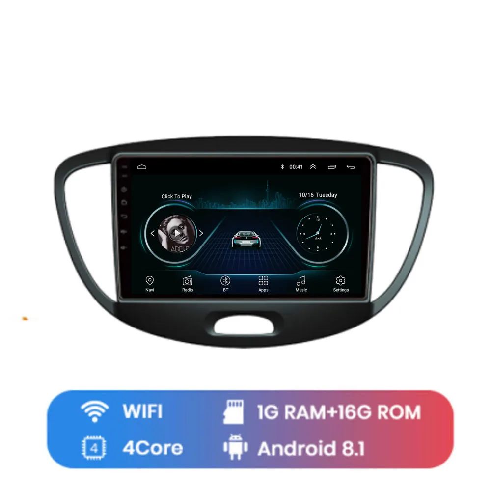 4G LTE Android 8,1 для HYUNDAI i10 2007-2013 Мультимедиа стерео автомобильный dvd-плеер навигация gps радио - Цвет: WIFI (1G 16G)