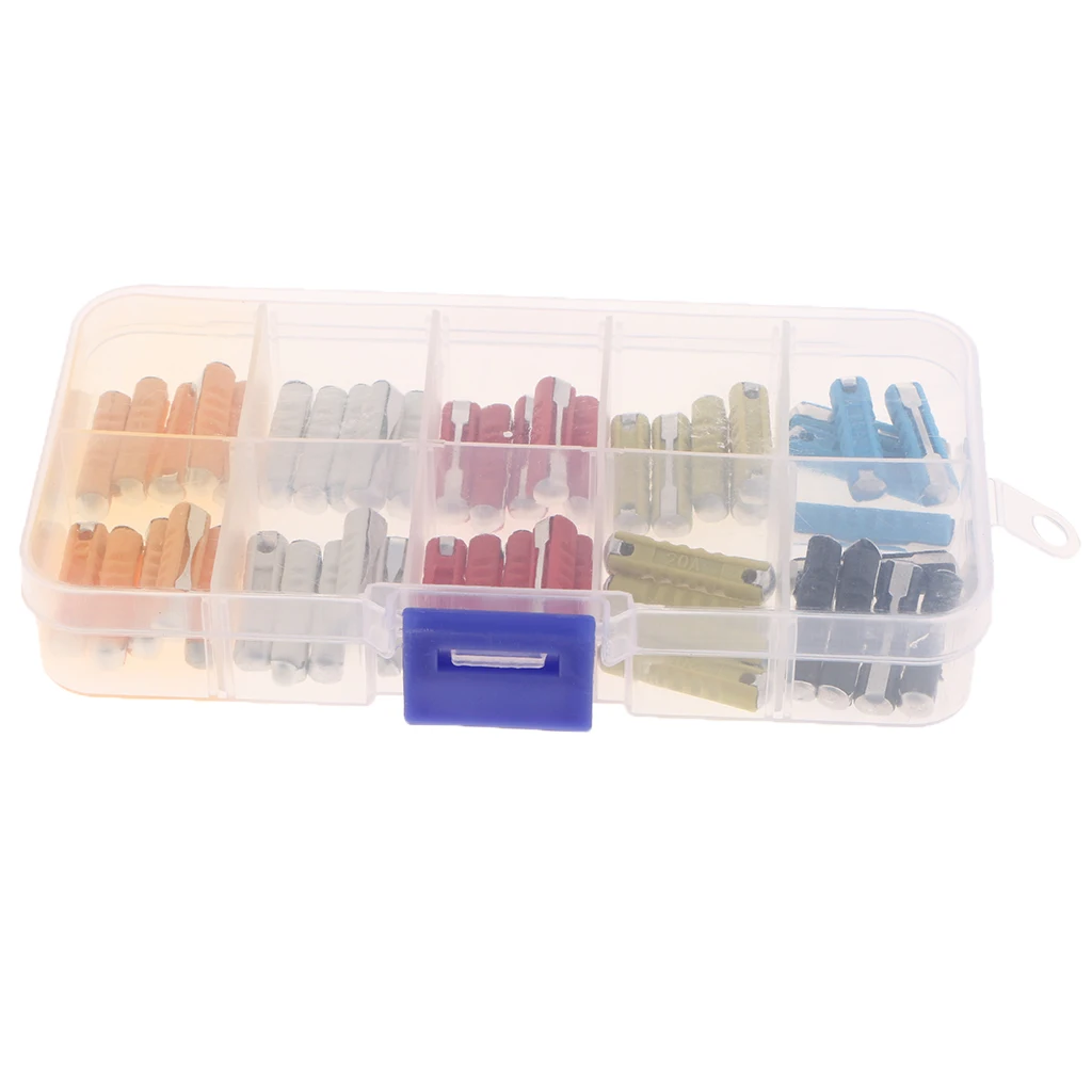 50Pcs European Automotive Fuse Assortment Box Car Auto Torpedo Fuses 5-30A