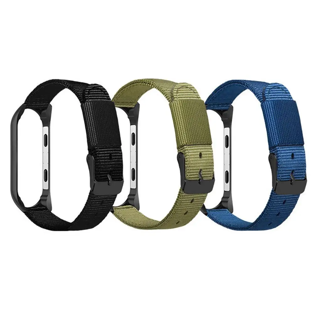 Для Xiaomi Miband 3 4 Универсальный спортивный Холст сменный ремешок для наручных часов браслет нейлоновый ремешок с черной рамкой Miband аксессуары