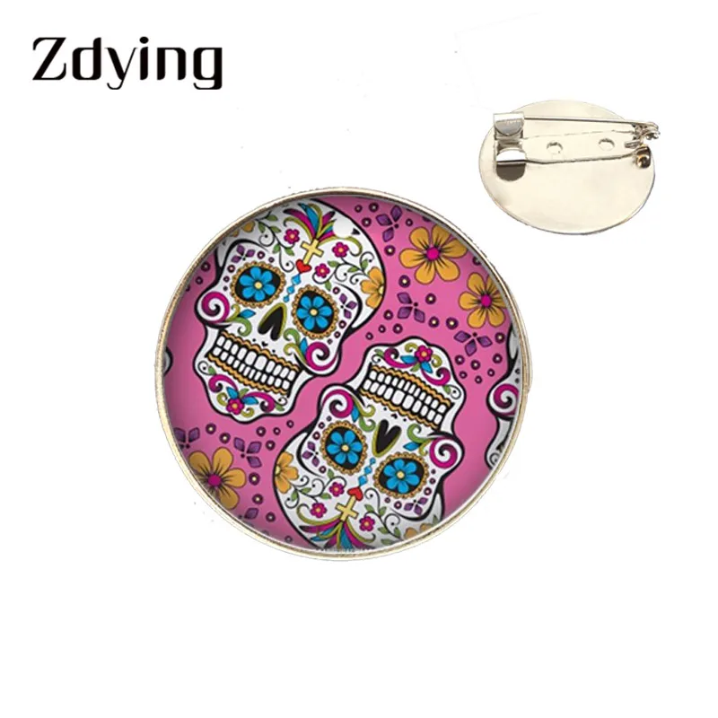 Металлические значки со стеклянным кабошоном для мужчин и женщин в стиле панк