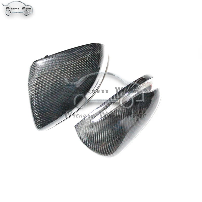 2Pcs Auto Car Rear View Side Mirror Cover Trim Replacement Style For Benz W205- Carbon Fiber Style