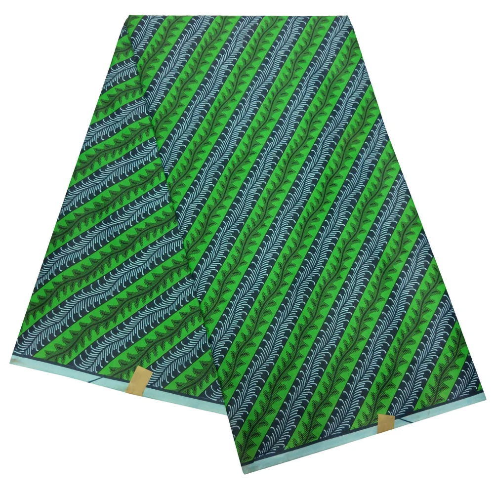 

2020 New African Fabric Green Stripe Print 6yards\lot tissu Wax Print Fabric