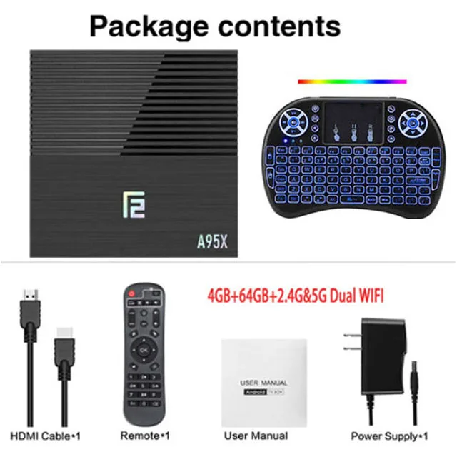 4GB 64GB I8B Android tv box A95XF2 Amlogic S905X2 4GB 64GB 4K Smart Box 2,4G& 5G Dual wifi Bluetooth 4,2 USB3.0 медиаплеер Google Play Store - Цвет: 4GB 64GB I8B