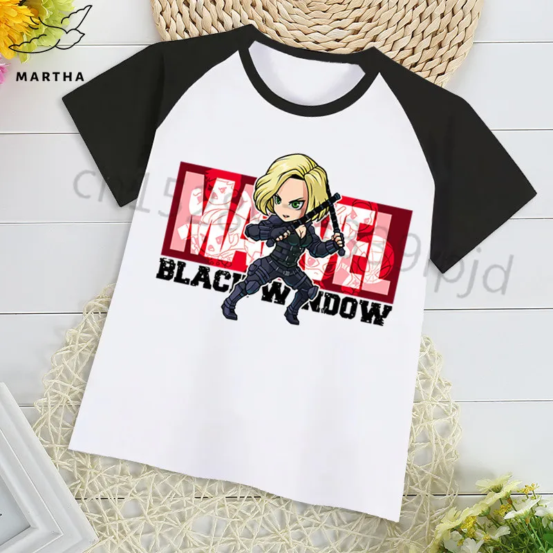 Одежда для мальчиков «Мстители Marvel» Детская одежда «Железный человек», «Капитан Америка», «Человек-паук» Детская футболка с забавным рисунком футболка для мальчиков и девочек - Color: BlackC
