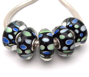

JGWG1799 5X 100% Authenticity S925 Sterling Silver Beads Murano Glass beads Fit European Charms Bracelet diy jewelry Lampwork