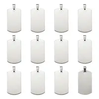 50pcs 201 Stainless Steel Rectangle Blank Stamping Tag Pendants with Snap on Bail Supplies for DIY Jewelry Necklace Making 1