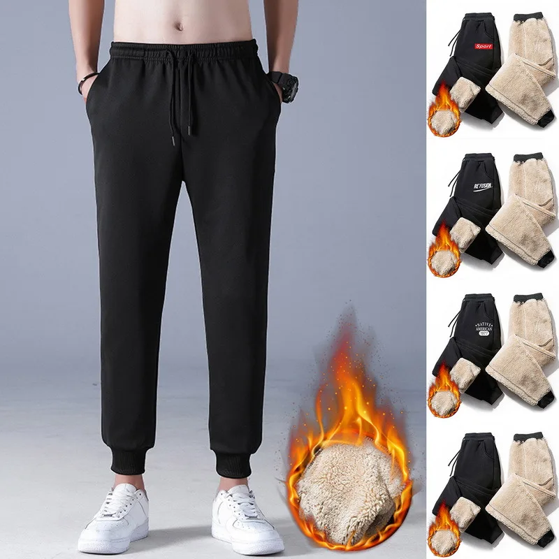 PUIMENTIUA M-3XL Men's Winter Pants Sports Warm Sweatpants Male For Jogging Plus Big Size Fleece Clothing Trousers Joggers fishing pants