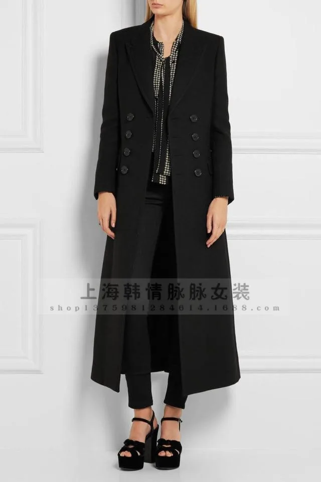 Fashion Solid Long Wool Coat Slim Office Lady Wool Blend Coat and Jacket Double Breasted Women Coats Autumn Winter