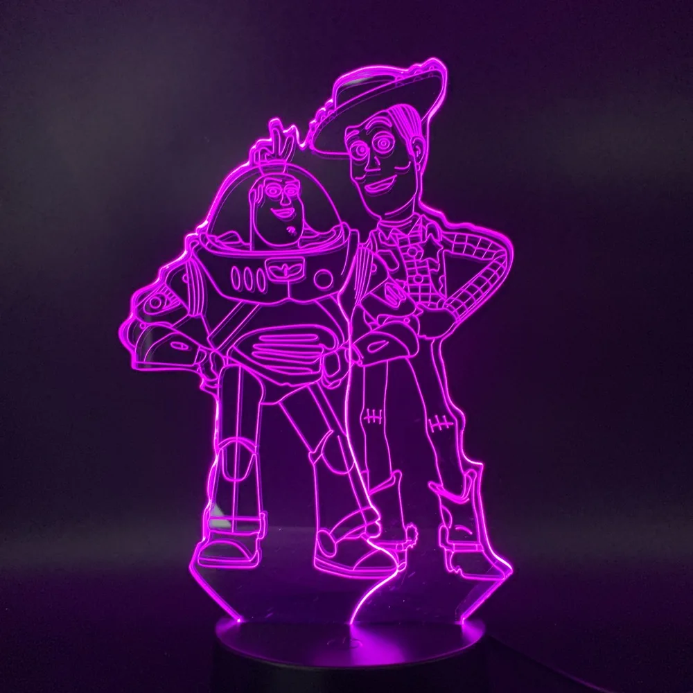 Led Night Light Woody Buzz Lightyear For Kids Bedroom Creative Two-tone Nightlight for Children Gift 3D Lamp battery operated