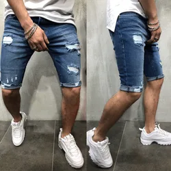 New Men Casual Shorts Fashion Jeans Short Pants Destroyed Skinny jeans Ripped Pant Frayed Denim