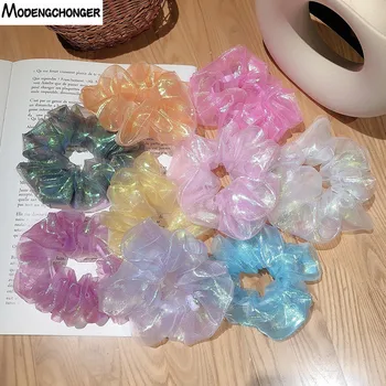 

Fashion Shiny Reflective Hair Accessories Scrunchies For Women Elastic Hair bands Ponytail Holder Hair Tie Rubber Rope Headbands