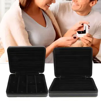 

Exquisite Style PU Leather Earrings Pendant Necklace Desktop Jewelry Storage Box Storage Case Organizer Black Box for Jewelry