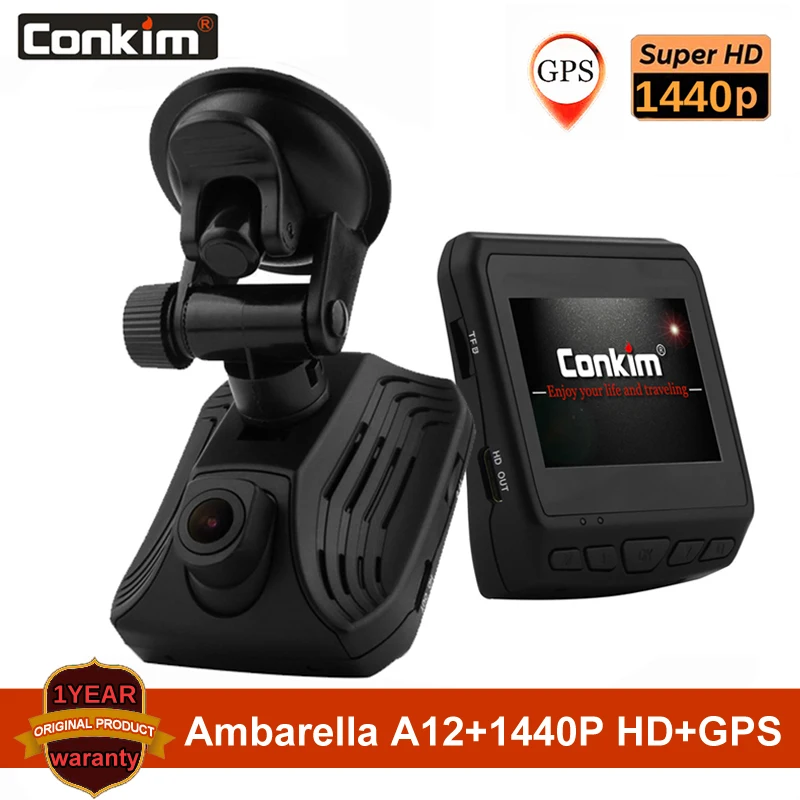 Conkim Ambarella A12 DAB211 супер HD 1440P авто видео регистратор с gps ночное видение wdr 2 31 &quotlcd