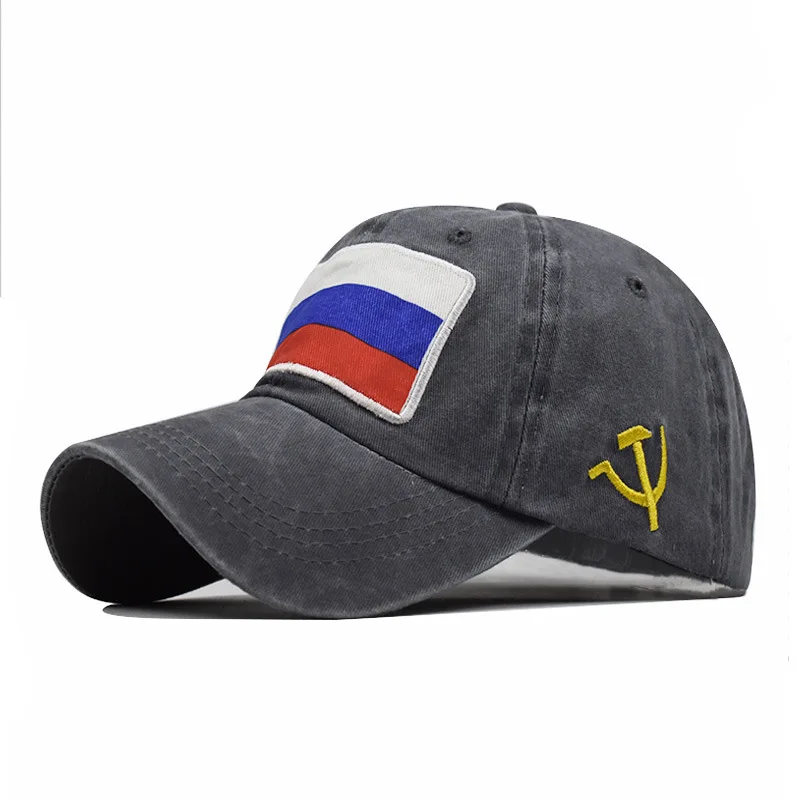 Горячая Ретро промытая хлопковая бейсбольная кепка Кепка с регулировкой размера российский флаг lembroidered Snapback шляпа мужская женская повседневная папа Регулируемая Gorras