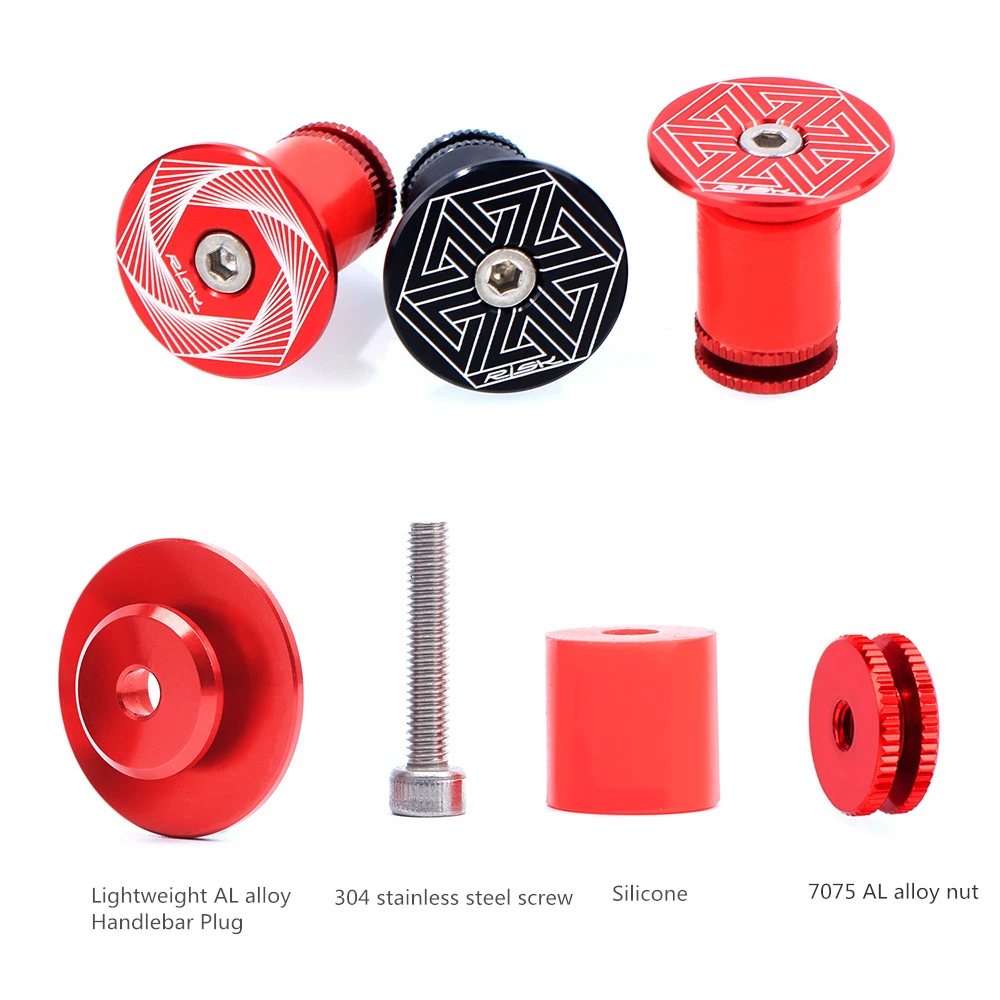 Aluminum RISK Road Bike Handlebar End Caps Mountain Bicycle Grips End Lock-On Plugs Grips Bar Covers Expanding Plug 15-21mm 2pcs