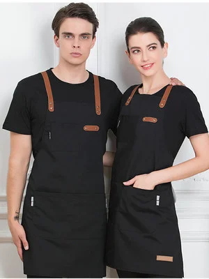 Black Apron Мужская мода шеф-повар Кухня фартук Кофе магазин парикмахер без рукавов работа равномерной работы Костюмы фартуки с защитой от гниения - Цвет: Black Apron