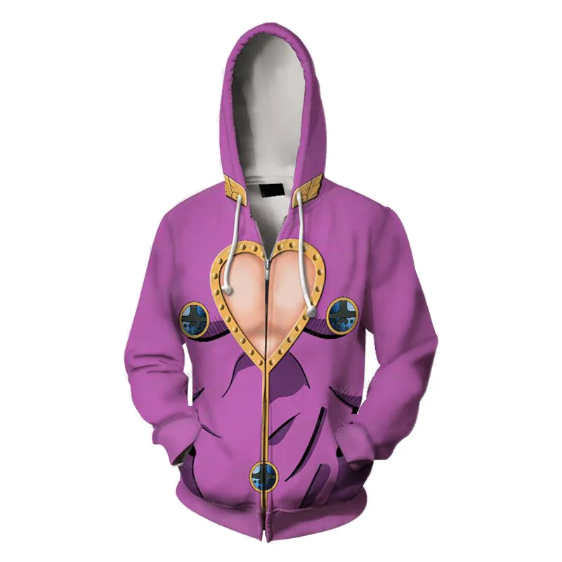 Для женщин толстовки JoJo невероятное приключение Giorno Giovanna Косплэй толстовки 3D печатных пуловер с капюшоном свитер толстовки с капюшоном и пальто