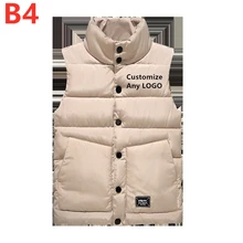 B4 мужской классический зимний жилет с карманом, куртки без рукавов, удобные мужские однотонные пуховики с любым логотипом
