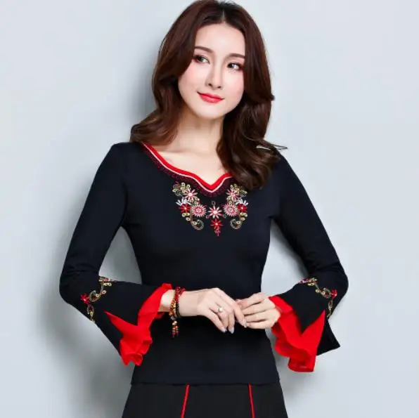 2019 новая весенняя винтажная Осенняя Футболка с нашивками в национальном стиле LM92