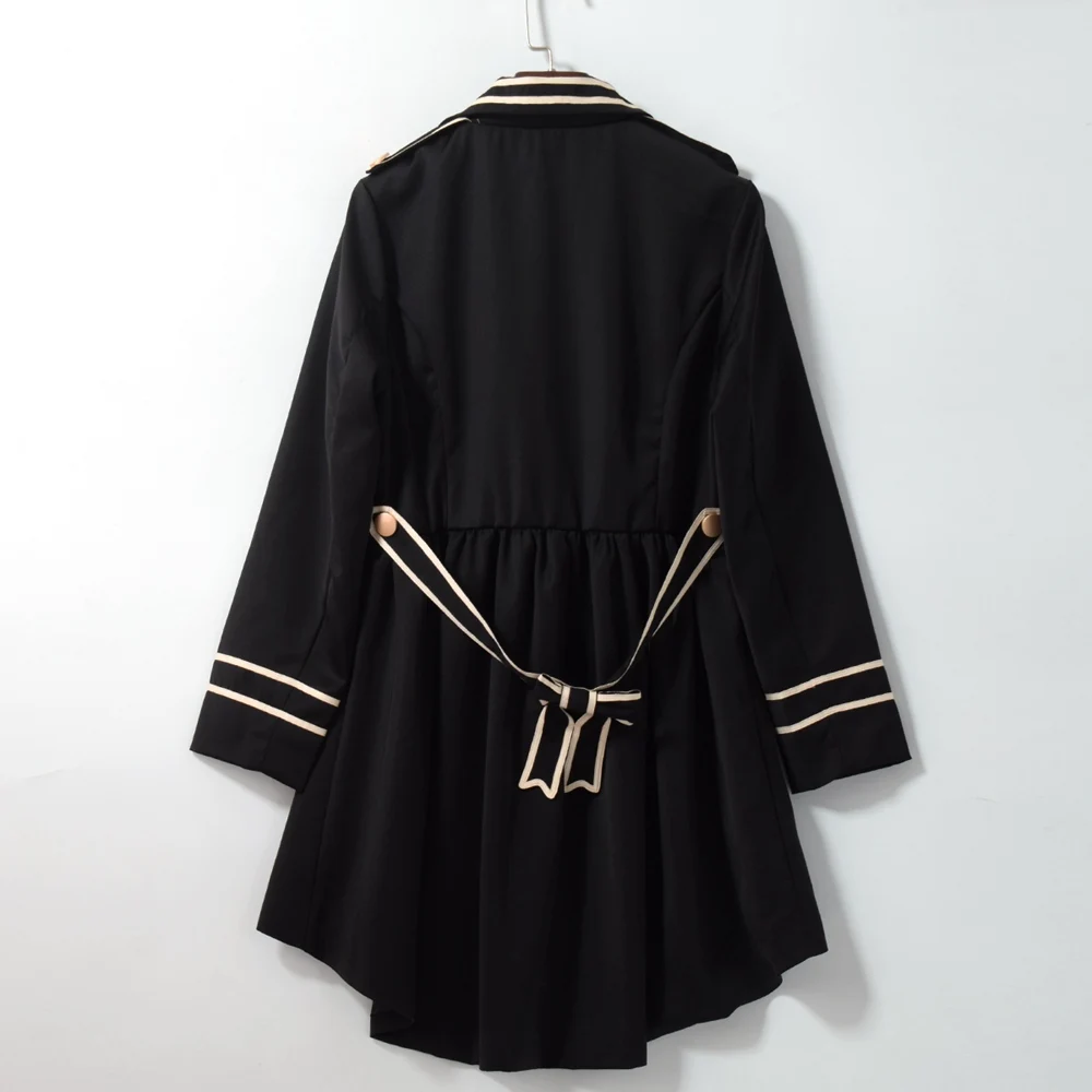 Черное пальто в стиле Лолиты; красивое женское пальто в готическом стиле для девочек; кружевное двубортное пальто принцессы с хвостом Ласточки