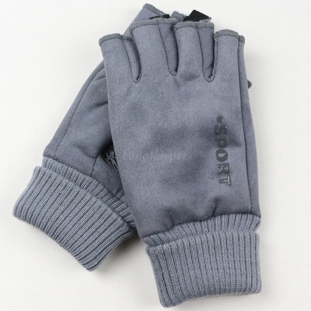 Зимние перчатки без пальцев для мужчин и женщин, теплые бархатные перчатки, замшевые рукавицы для вождения, езды на велосипеде, Guante Luvas