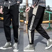 Ins, японские весенние мужские штаны-шаровары, уличная одежда, Беговые брюки с лентами, мужские спортивные штаны в стиле хип-хоп, брюки с буквенным принтом, S-3XL