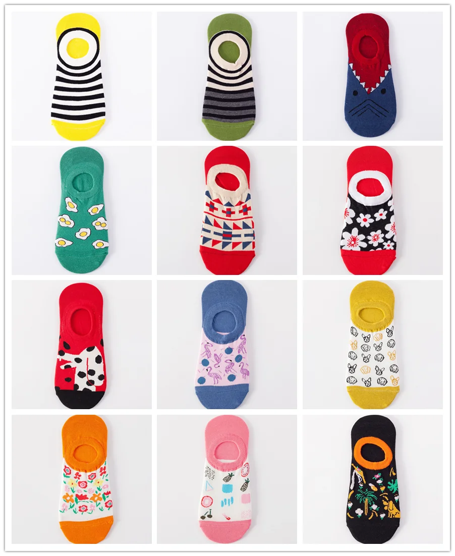 5 пара/лот модные Хлопковые женские носки-башмачки Нескользящие дышащие приятные