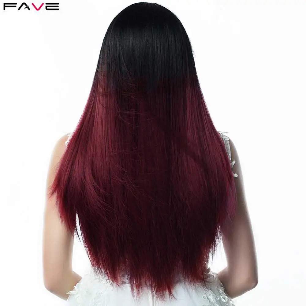 FAVE синтетический парик для черных женщин длинный прямой серый коричневый рис белый подчеркивает пепел блонд/розовый/красный/коричневый/синий волос женский парик - Цвет: 1b 99J