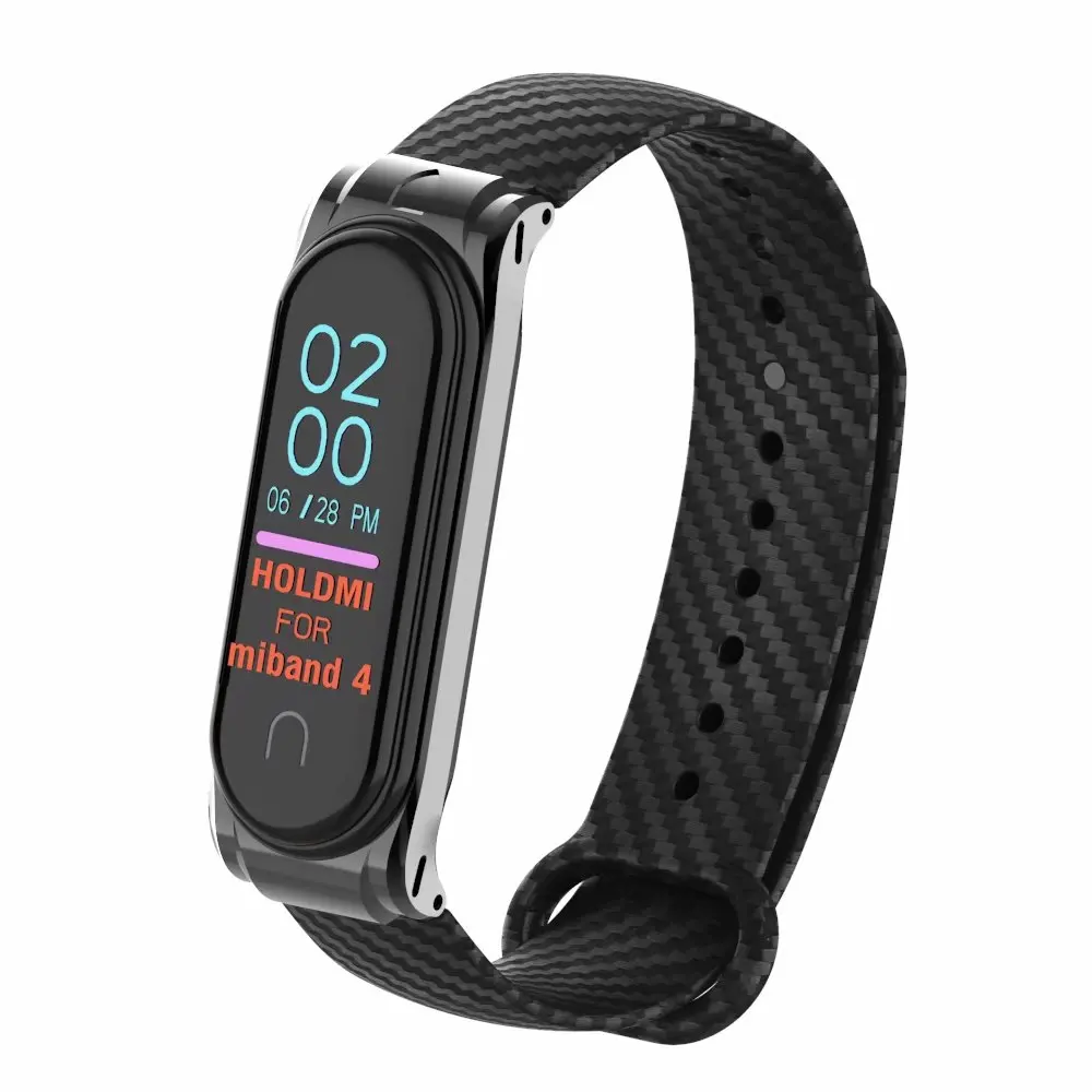 Ремешок для Xiaomi Band 4 браслет из силиконовой нержавеющей стали браслет металлический Smartband Xiomi Xaiomi Xiami Xaomi Xaiomy браслет - Цвет: Черный