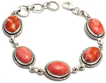 

Genuine Rhodochrosite Bracelet 925 Sterling Silver, 18.5 cm, 2SBR0106