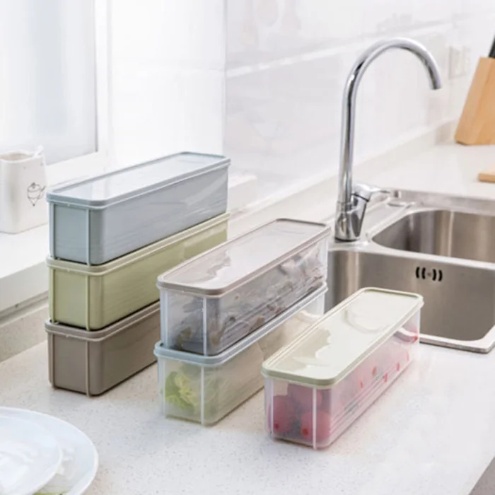 HOT Refrigerator Food Storage Box With Lid Plastic Drawer Crisper Kitchen Noodle Fruits Container TI99