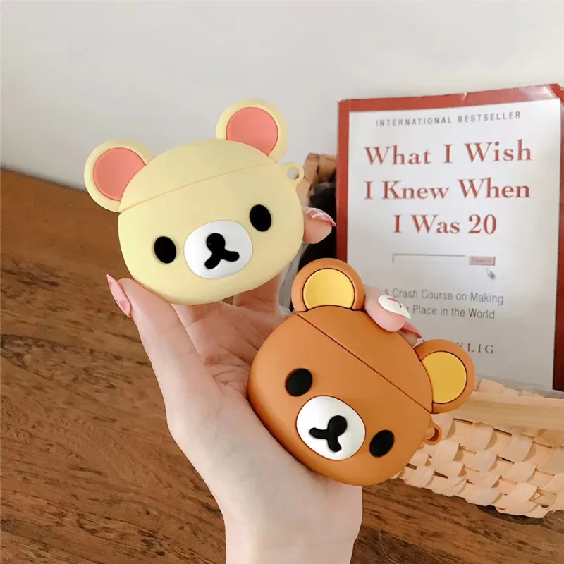 

Cute Cartoon Brown Bear 3D Case For AirPods 1 2 Charging Box Soft Silicone Wireless Bluetooth Earphone Protect Cover Funda