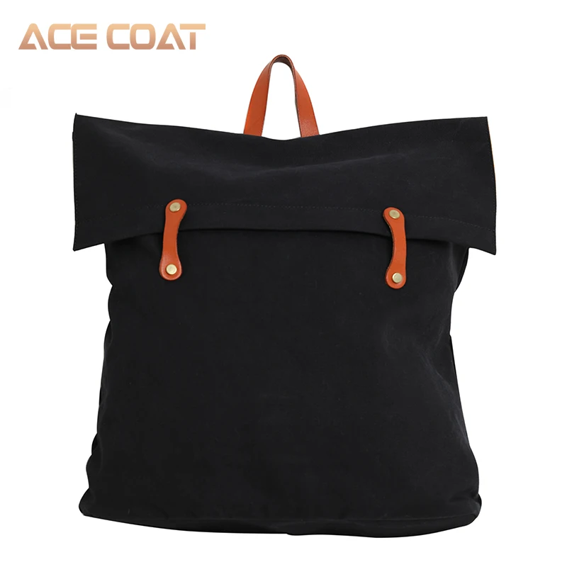 ACECOAT, рюкзак для ноутбука, женский, мужской, Повседневный, для колледжа, сумки для женщин, Ретро стиль, Повседневный, для путешествий, высокое качество, Холщовый Рюкзак - Цвет: black