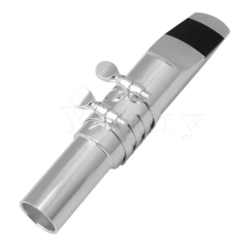Yibuy Sliver Brass bE Baritone Saxophone Ligature Mouthpiece With Caps 5# Parts