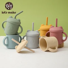 Let's Make Bear – tasse d'alimentation en Silicone pour bébé, sans BPA, avec poignées, bouteille d'eau 