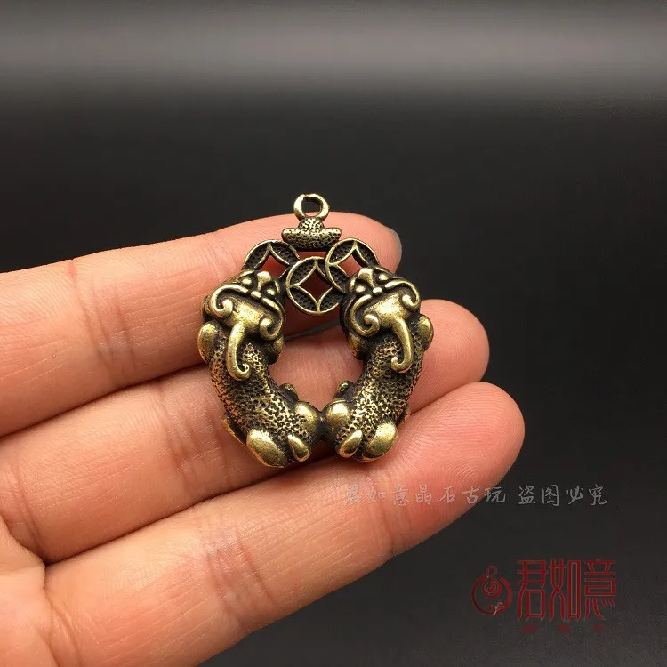 Карманный Твердый латунный Yuanbao норковый креативный кулон