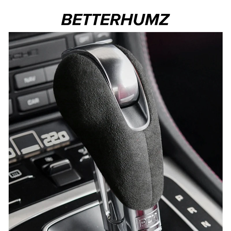 BETTERHUMZ Alcantara Car Gear Head Shift Knob Cover Shifter Lever For Porsche Macan Panamera