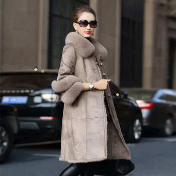 

Natural Real Rabbit Fur Coat Female Winter Luxury Fox Fur Collar Clothes 2020 Korean Elegant Double Faced Fur Tops Hiver 619064