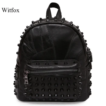 

Mini rivet backpack girls gift bag genuine leather sheepskin multi shoulder bags for women luxury brand