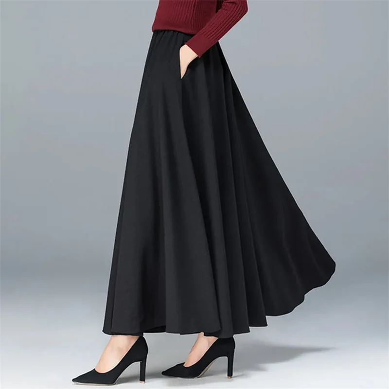 Autumn 2021Women New National Style Cotton Linen Skirt With Big Hem Solid Color Dancing Dress High Waist A-line Female SkirtA472 black leather skirt Skirts