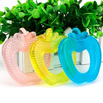 

Baby Silicone Teether Safety Creative Palm Apple Water Filled Cute Silicone Beads Plam Teether Child Teething Toys Safe Gift