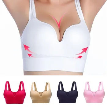 

Women 3D Sports Shockproof Vest Women Yoga No Steel Ring Sleep Underwear Sexy Underwear Solid Bra Seamless Push High Cotton Top