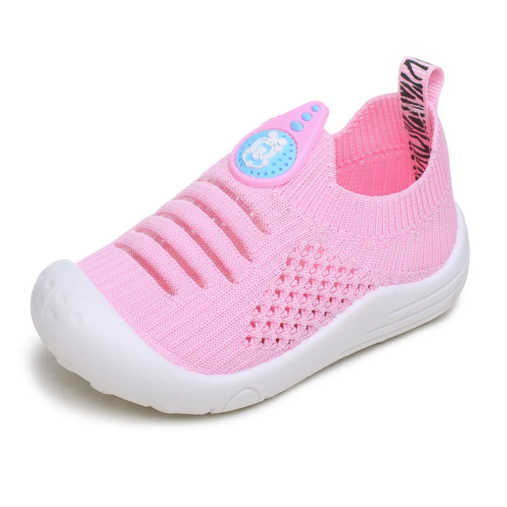 ONTO-MATO Children Infant Kids Baby Girls Boys Letter Mesh Sport Run Sneakers Casual Shoes Fashion Children Sports Shoes Casual - Цвет: Розовый