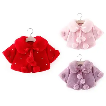 

Children Girl Baby Coat Cotton Warm Long-Sleeves Loose Version Jacket Buttons Turn Down Collar Daily Leisure Clothing