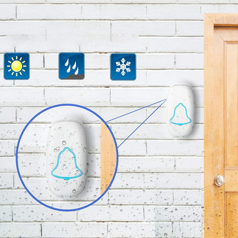 Doorbell,Wireless Doorbell Waterproof Chime Kit,Door Bell Kits At 1000 Feet Range& 38 Chimes& 4 Level Volume,Led Indicator,W