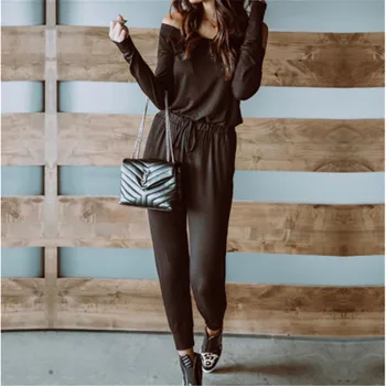 

Hirigin Sexy Women Jumpsuit Party Rompers For Black Off Shoulder Jumpsuit Women Long Sleeve Romper Skinny Rompers Trousers