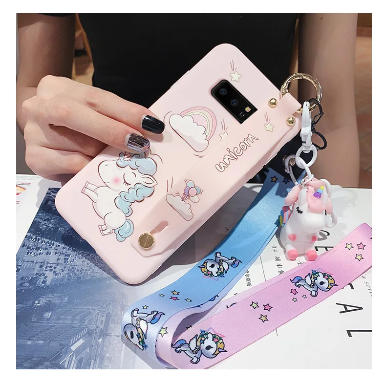 SAM S10 милый Doraemon ремешок чехол для телефона для samsung S10 plus/S9/S8 plus/Note 10 pro 8 9 мультяшная Маргаритка задняя крышка+ ремешок - Цвет: As shown in