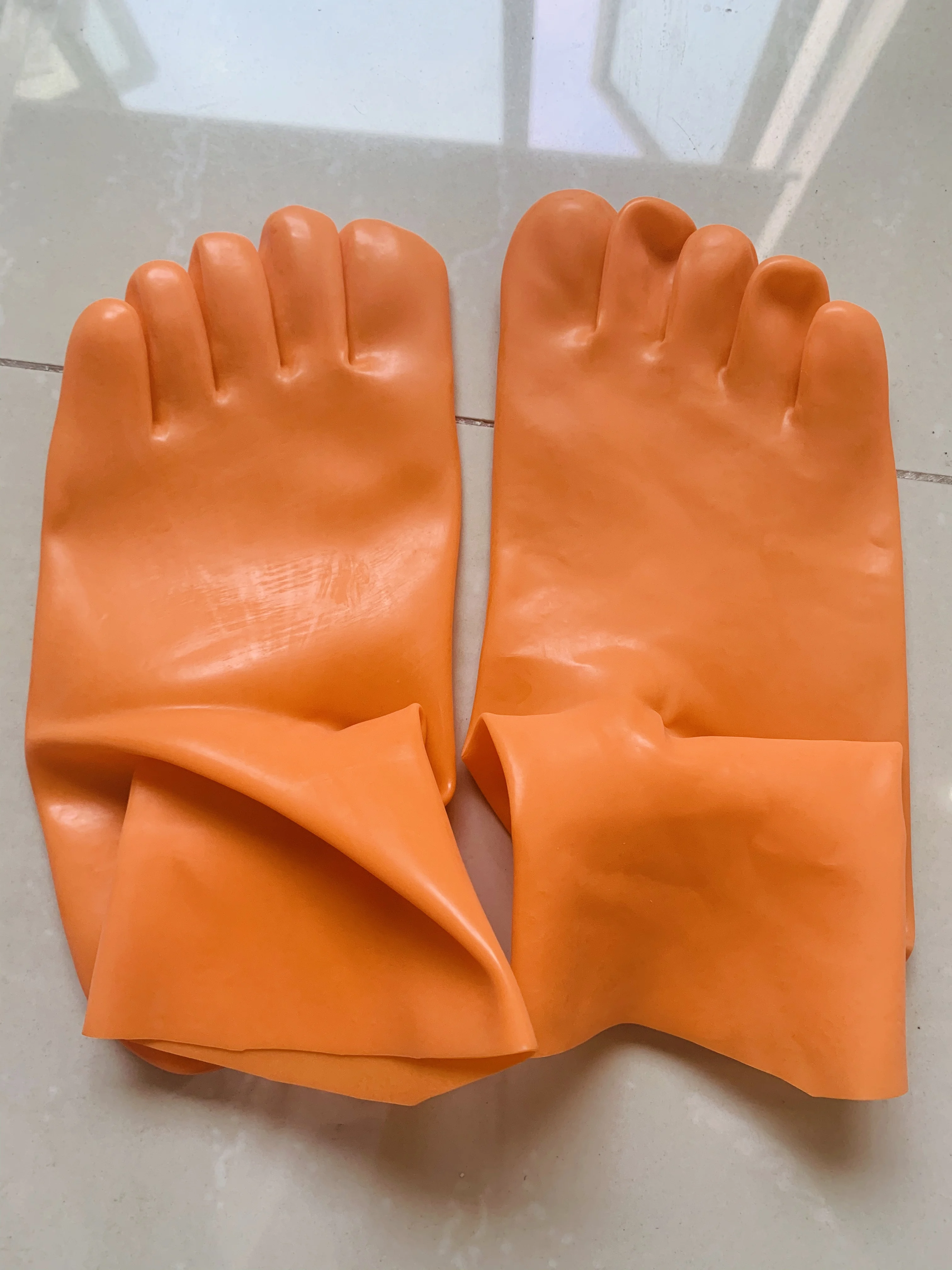 ORANGE Latex Rubber Toe Socks Gummi 0.4mm Unisex Socks