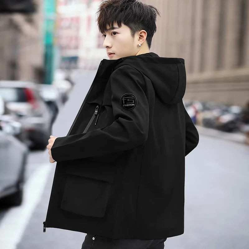 

MEN'S Labor Jacket Men's Hooded Korean-style Slim Fit Mid-length 2020 New Style Spring And Autumn Teenager MEN'S Coat Men's