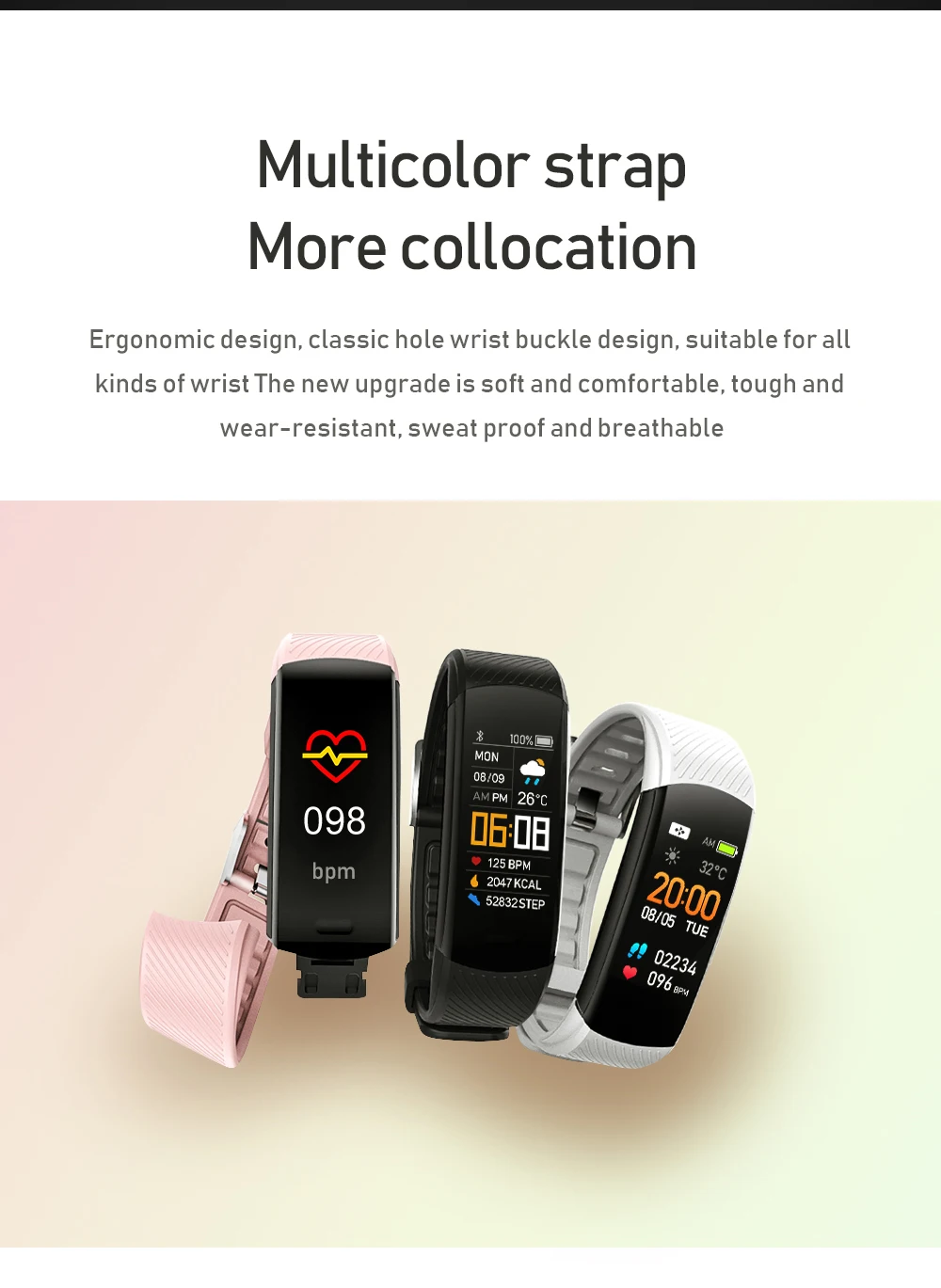 0.96 Inch Smart Bracelet Blood Pressure Heart Rate Fitness Tracker Bracelet Smart Watch WhatsApp Reminder Smart Band Men Women